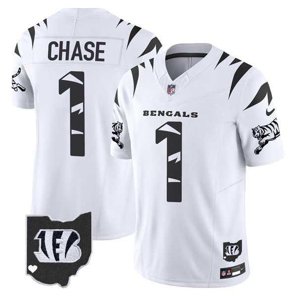 Men%27s Cincinnati Bengals #1 Ja%27Marr Chase White F.U.S.E. Special Vapor Untouchable Limited Stitched Jersey Dyin